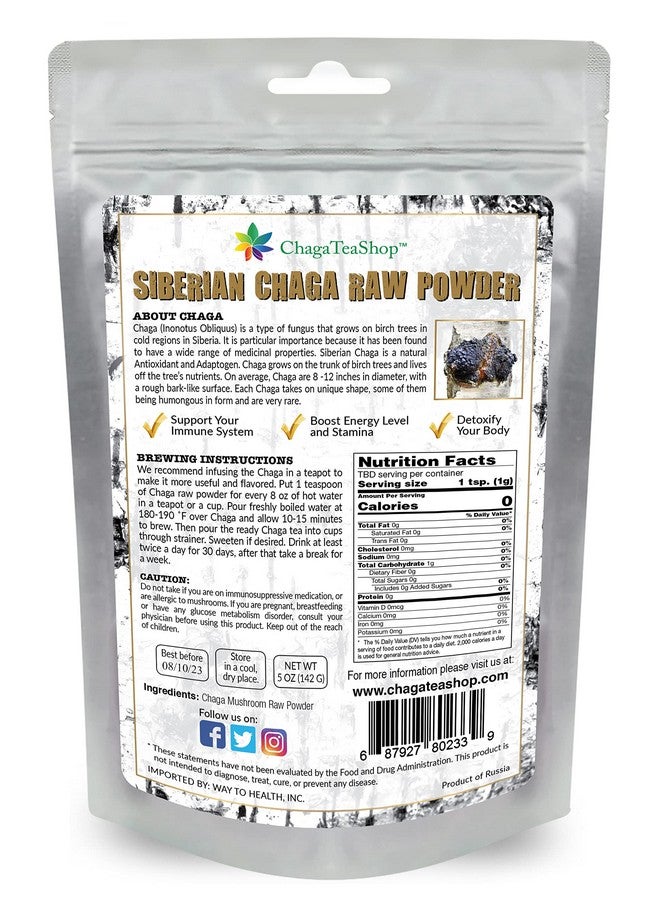 ChagaTeaShop مسحوق فطر تشاجا السيبيري الخام المحصود من البرية طبيعي بالكامل 5 أوقية (142 جرام) - Image 2