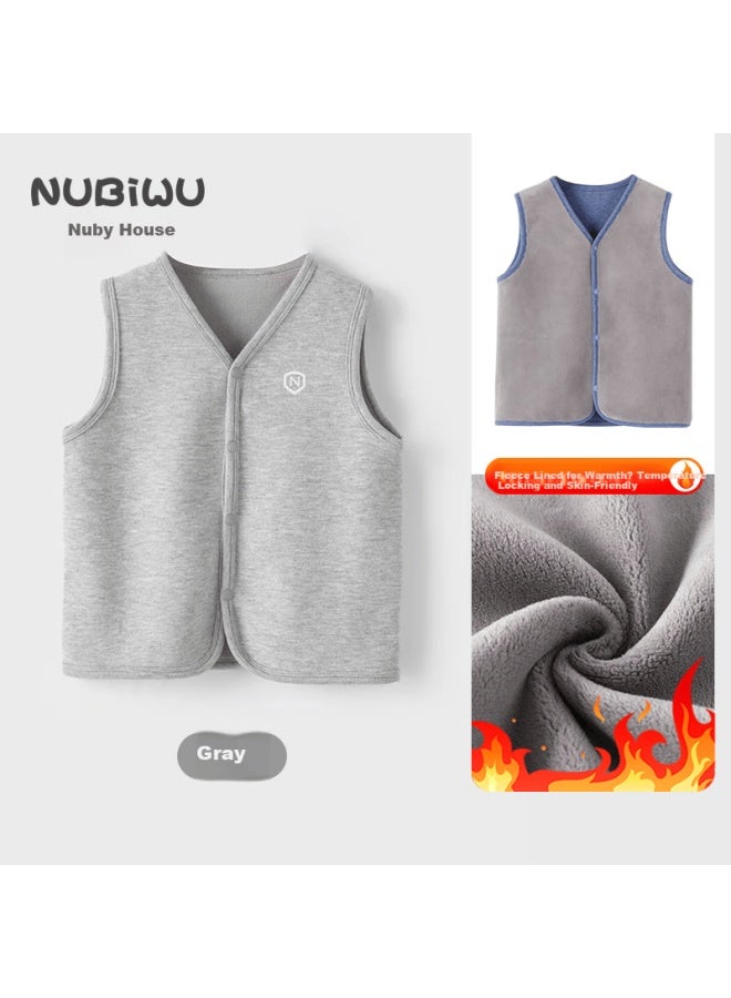 Nubiwu Kids Vest Autumn Winter Boys Warm Sleeveless Girls Winter Fleece Thickened Inner Wear Autumn Waistcoat - Image 2