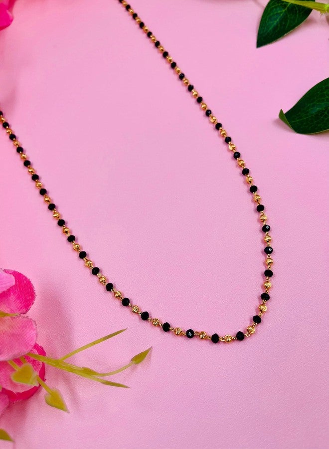JHB Women Traditional Black Bead Chain and Gold Plated Neck Chain for Women & Girls Wedding, Engagement and Anniversary (Black and Golden) - Image 5