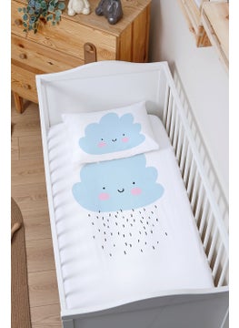 Fitted Sheet Set (70X130+15) - Pure Baby Series - Rainy Blue Cloud