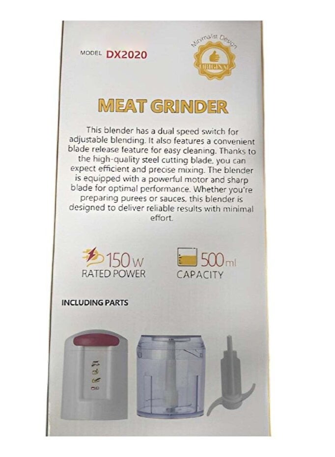 Denix DX2020 - Electric meat grinder for perfect and fast chopping, 150W power, 500ml capacity - Image 1