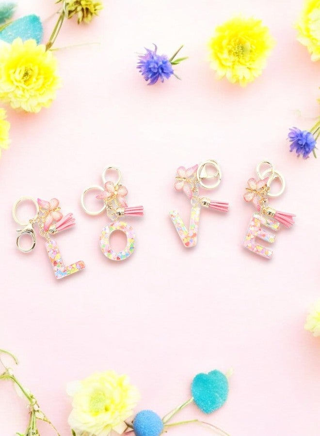 TOVICE Letter Charm Accessories for Owala Water Bottle 24-40oz, 3PC Cute Initial Charms & Water Bottle Handle Strap with a Thick Elastic Silicone Ring Holder (Pink, A) - Image 5