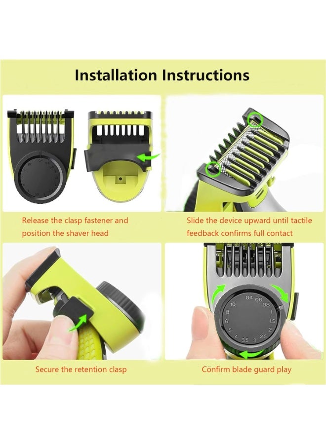 FAYET 14-in-1 Adjustable Guards & Combs Set for Philips OneBlade QP2520/2530/2620/2630, Precision Trimming Attachments 0.4–10mm for Beard & Body Hair - Image 4