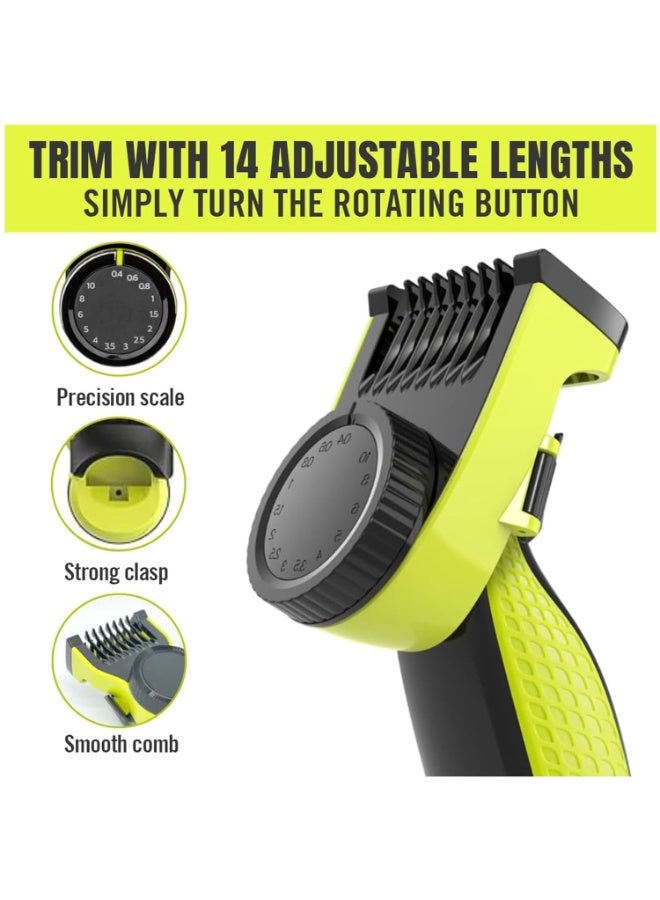 FAYET 14-in-1 Adjustable Guards & Combs Set for Philips OneBlade QP2520/2530/2620/2630, Precision Trimming Attachments 0.4–10mm for Beard & Body Hair - Image 2