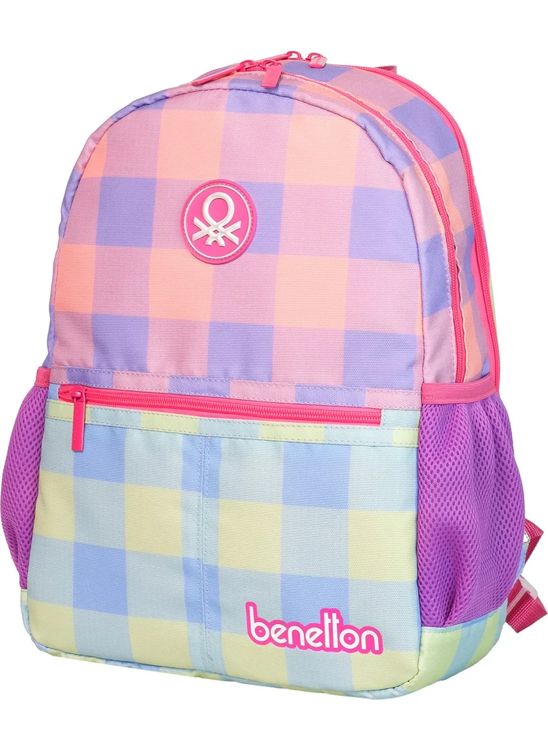 UNITED COLORS OF BENETTON Plaid Pattern Girls Primary School Bag