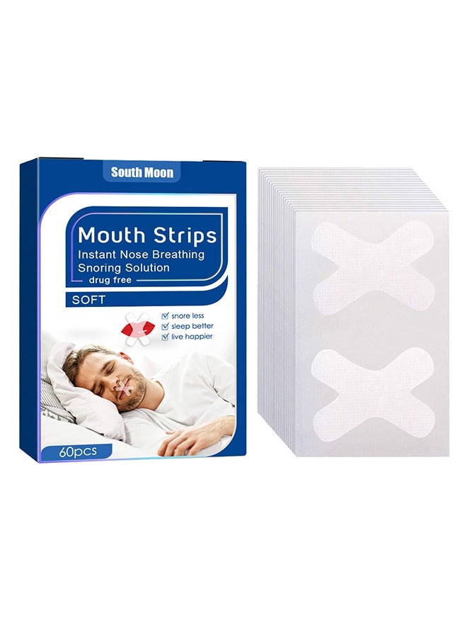 SOUTH MOON 60Pcs X-Shaped Mouth Breathing Correction Patch, Sleep Closed Mouth Patch, Healthy Nasal Breathing And Anti-Snoring Artifact, Nighttime Sleeping, Mouth Breathing, And Loud Snoring  - Image 1