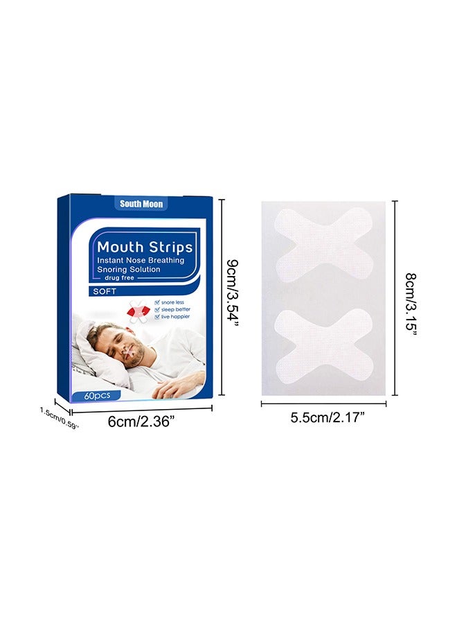 SOUTH MOON 60Pcs X-Shaped Mouth Breathing Correction Patch, Sleep Closed Mouth Patch, Healthy Nasal Breathing And Anti-Snoring Artifact, Nighttime Sleeping, Mouth Breathing, And Loud Snoring  - Image 2