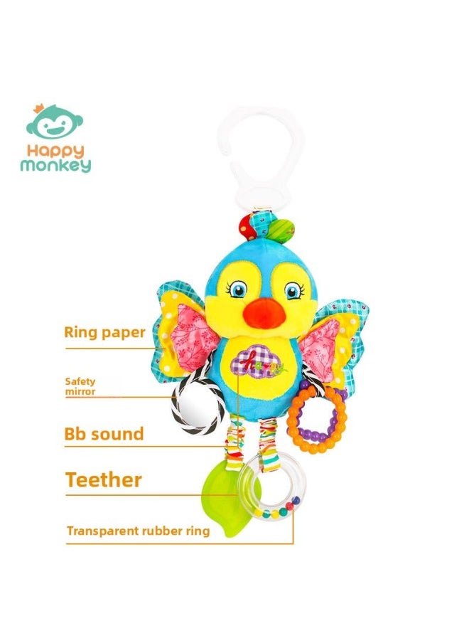 Generic - Happy Monkey World Cup Mascot Multifunctional Rattle Mirror Tooth Gel Lathe Hanging Plush Toy-Color:Lathe Hanging - Blue Bird - Image 1