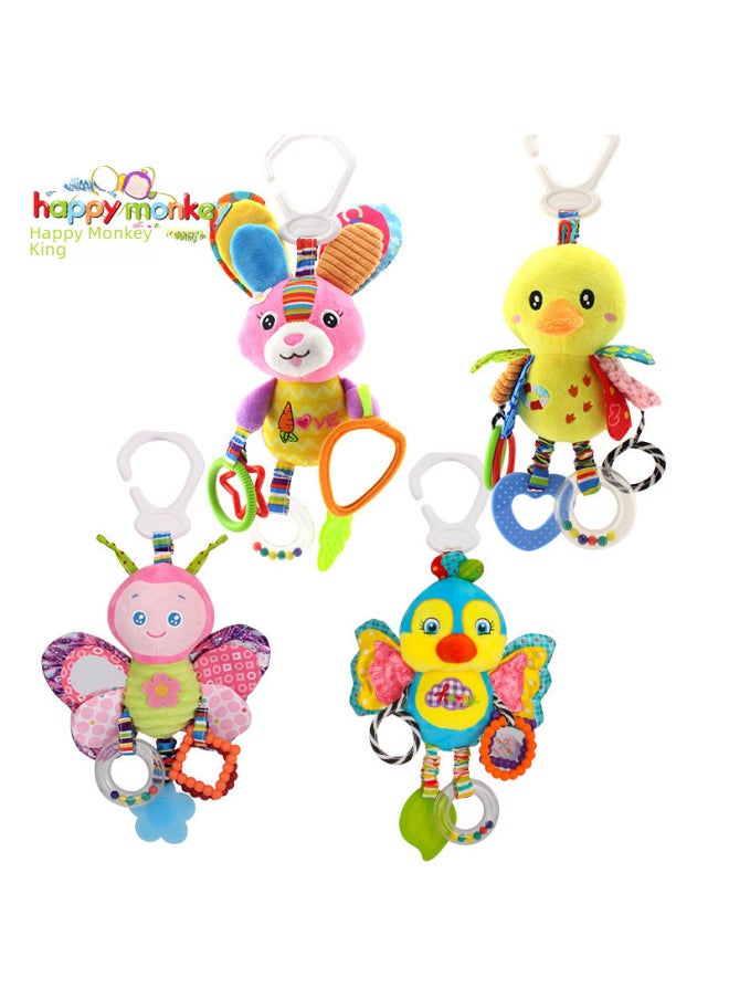 Generic - Happy Monkey World Cup Mascot Multifunctional Rattle Mirror Tooth Gel Lathe Hanging Plush Toy-Color:Lathe Hanging - Blue Bird - Image 1