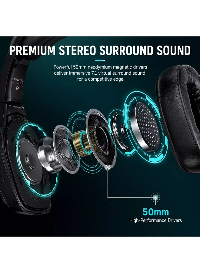 Tatybo XW2 7.1 RGB Gaming Headset – 50mm Drivers, USB Wired Surround Sound Headphones with Noise Cancelling Microphone for PC, PS5 & PS4 - Image 2