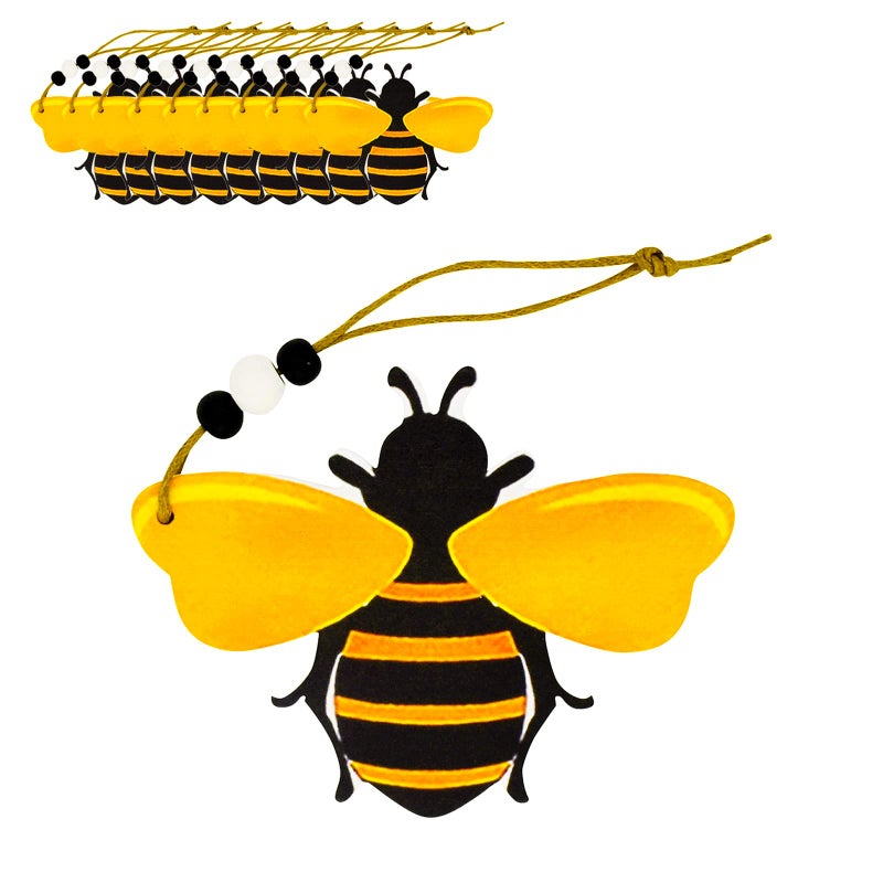 MACLARONX 10 PCS Bee Ornaments Wooden Bumble Bees Cutouts Decorations for Tree Tree Tray Wreath Christmas Festival Bee Sign Art Crafts Home Hanging Decor Bulk 