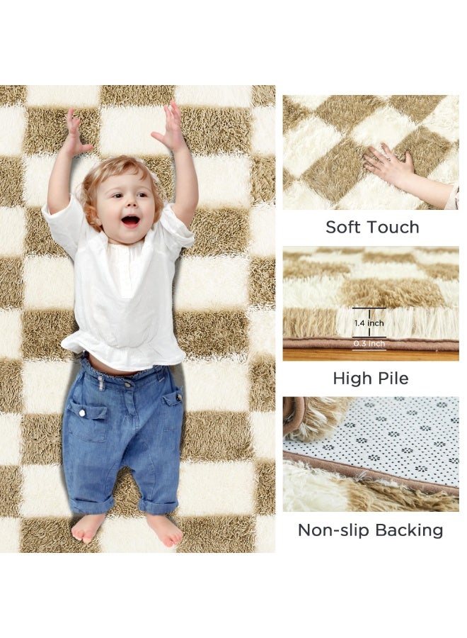 كي واي دي سجاد ناعم سجاد زغبي سجاد لغرفة المعيشة غرفة النوم ديكور منزلي سجادة غير منزلقة قابلة للغسيل زخرفة منزلية سجادة 100x160 سم - Image 3