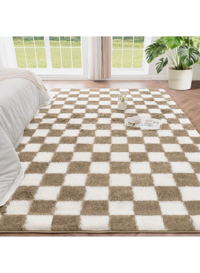 كي واي دي سجاد ناعم سجاد زغبي سجاد لغرفة المعيشة غرفة النوم ديكور منزلي سجادة غير منزلقة قابلة للغسيل زخرفة منزلية سجادة 100x160 سم - Image 1