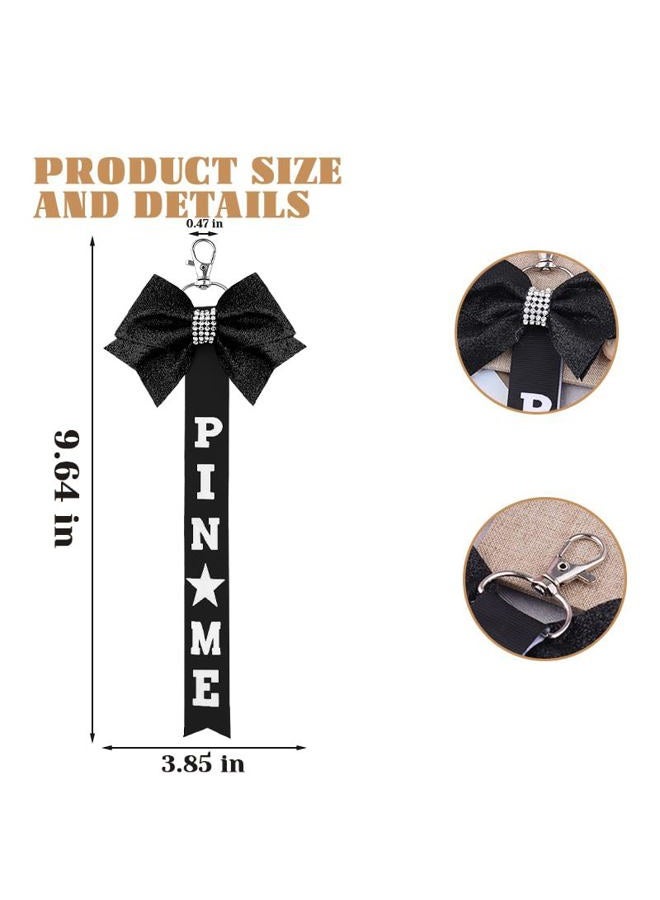 Borhmty Pin Me Cheer Bows Ribbon Keychain for Cheerleaders Cheerleading Gift for Toddler Girl Pin Keychain with Bow, Black, S - Image 2