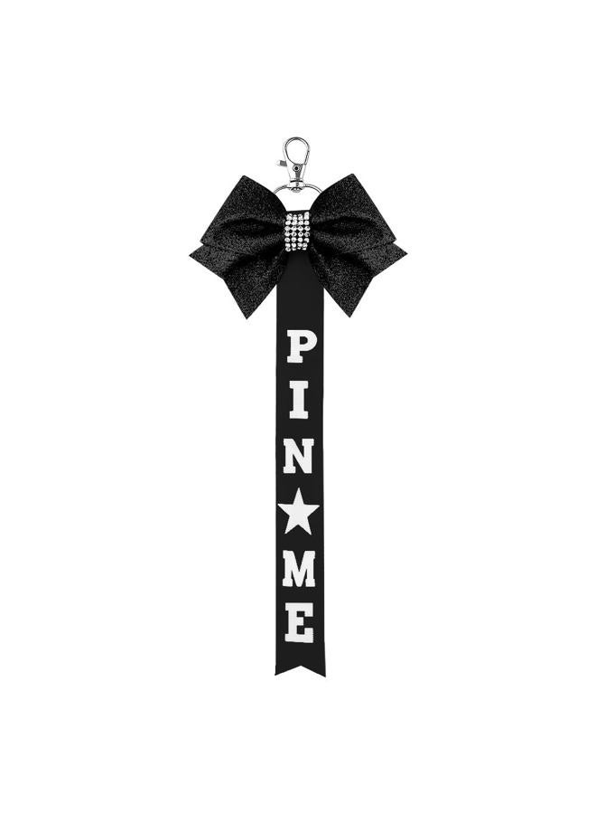 Borhmty Pin Me Cheer Bows Ribbon Keychain for Cheerleaders Cheerleading Gift for Toddler Girl Pin Keychain with Bow, Black, S - Image 1