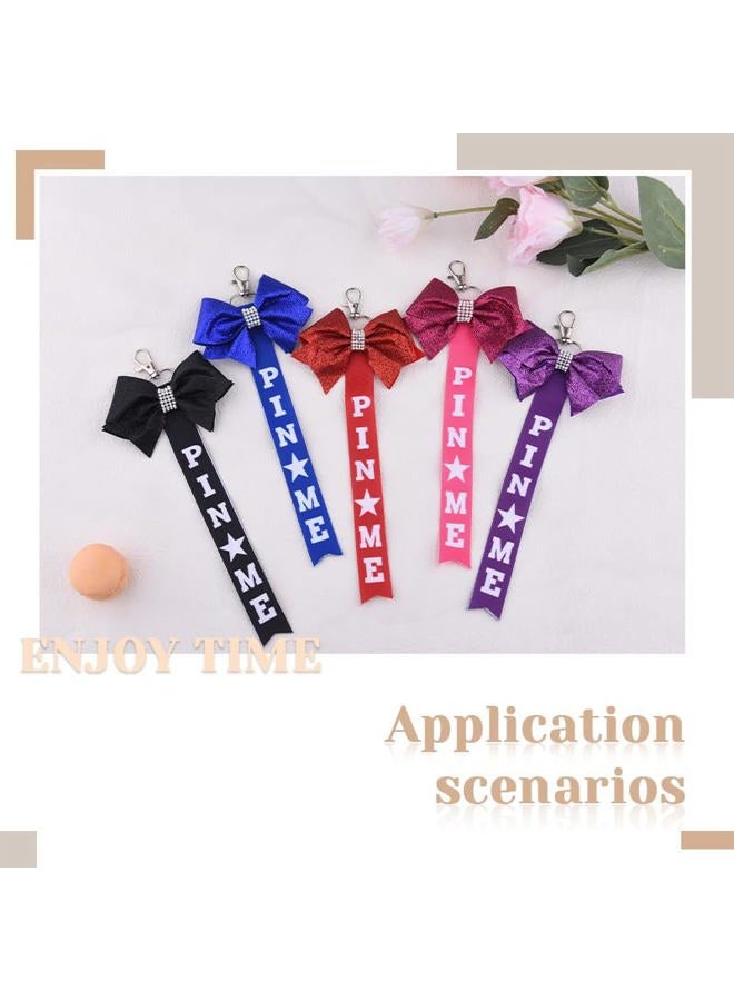 Borhmty Pin Me Cheer Bows Ribbon Keychain for Cheerleaders Cheerleading Gift for Toddler Girl Pin Keychain with Bow, Black, S - Image 3