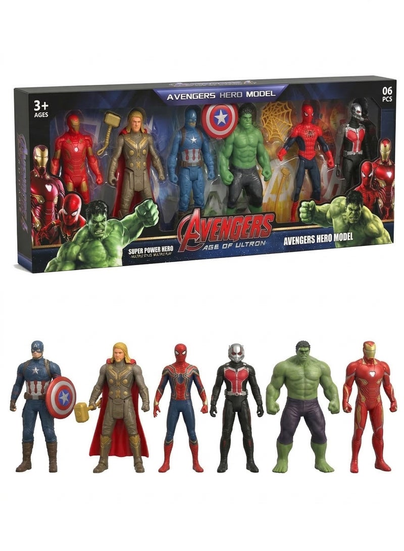 Avengers Toy Set of 6 Super Heroes – Marvel Action Figures Play Set | Captain America, Iron Man, Spider-Man, Hulk, Thor & Ant-Man | Age of Ultron & Infinity War Collectible Model Dolls | Best Birthday Gift for Boys & Kids 3+ - Image 1
