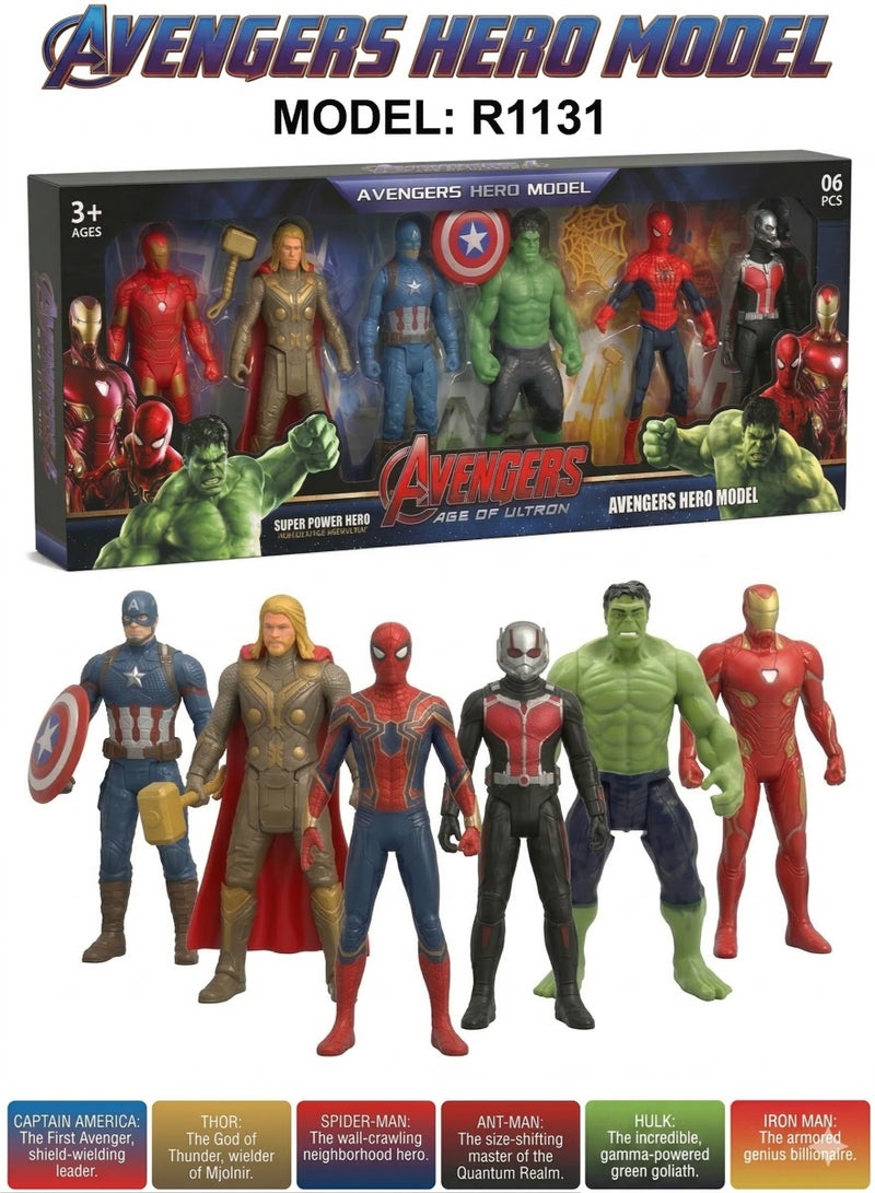 Avengers Toy Set of 6 Super Heroes – Marvel Action Figures Play Set | Captain America, Iron Man, Spider-Man, Hulk, Thor & Ant-Man | Age of Ultron & Infinity War Collectible Model Dolls | Best Birthday Gift for Boys & Kids 3+ - Image 2