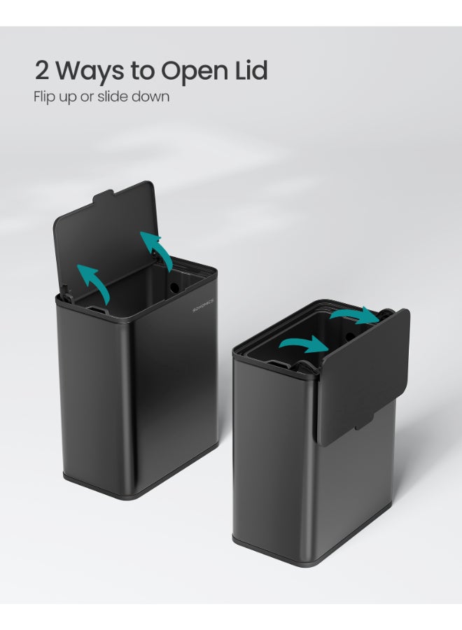 SONGMICS Hanging Kitchen Bin, 2.1-Gallon (8 L) Steel Trash Bin with Lid for Food Waste, Cabinet Door Hanging or Wall-Mounted with Hooks, for Under Sink, Bathrooms, Ink Black - Image 4