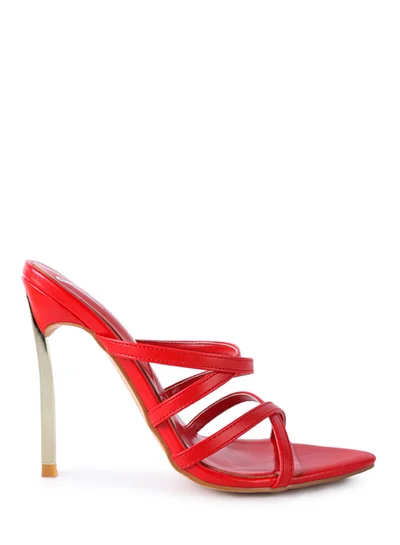 London Rag Red High Heel Pointed Toe Sandals