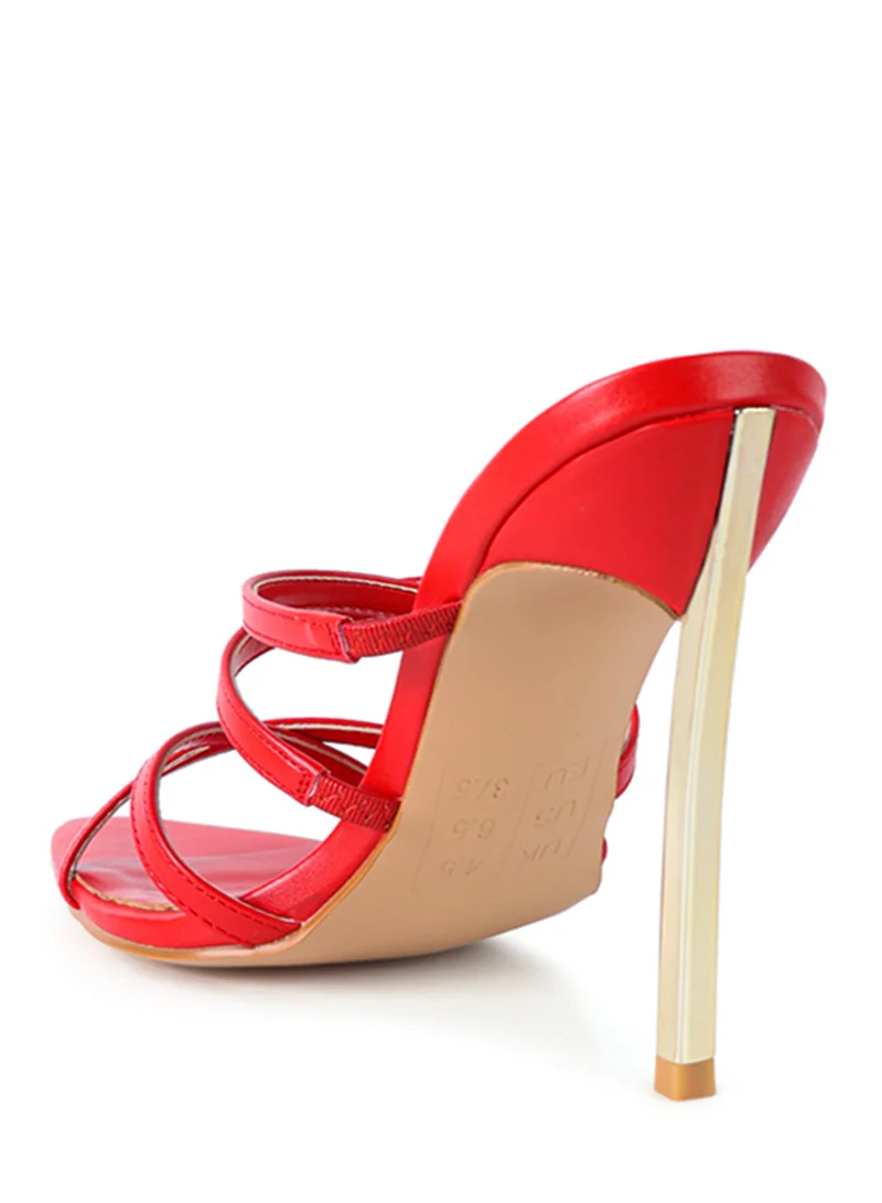 London Rag Red High Heel Pointed Toe Sandals