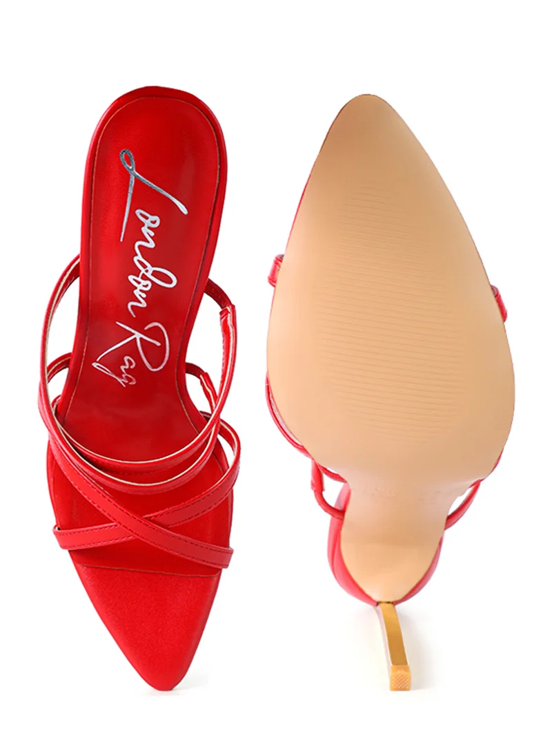 London Rag Red High Heel Pointed Toe Sandals