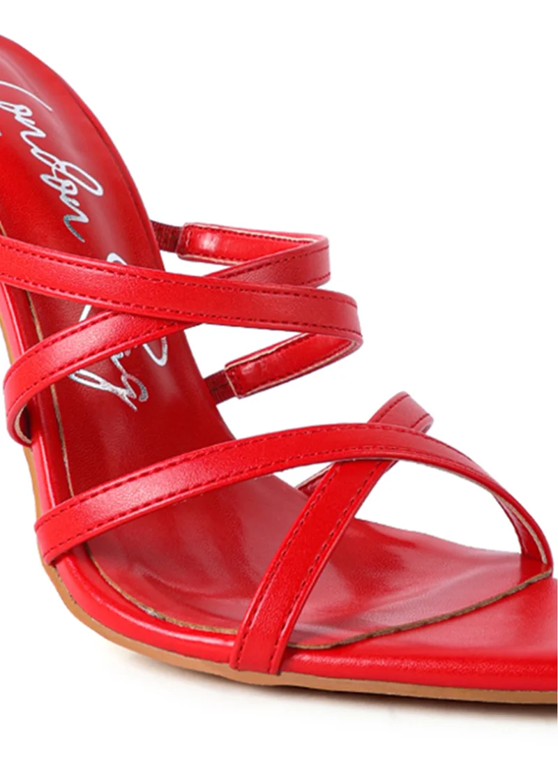 London Rag Red High Heel Pointed Toe Sandals