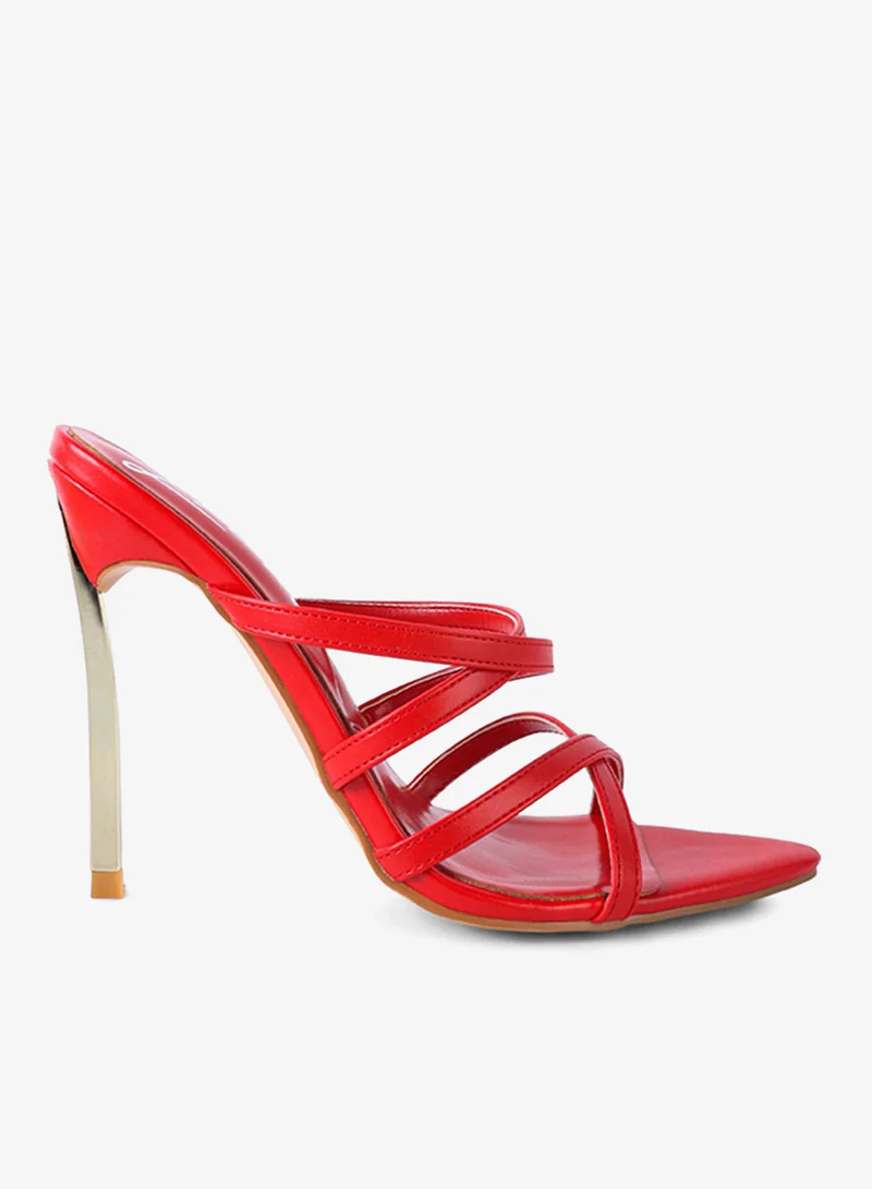 Red High Heel Pointed Toe Sandals