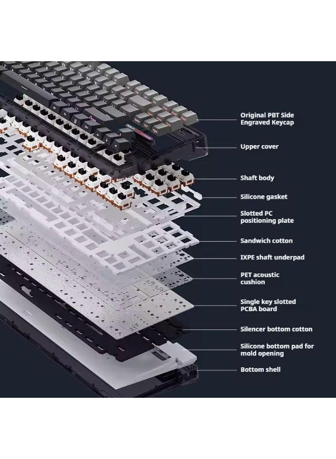 AULA F87 PRO Wireless Mechanical Keyboard 10000mAh battery, 80% TKL Custom Hot Swappable Keyboard, Gasket Mount Gaming Keyboard with PBT Keycaps, Kaihua Jizhi Axis Switch,2.4GHz/USB-C/BT5.0 RGB Backlit Mechanical Keyboard  - Image 2