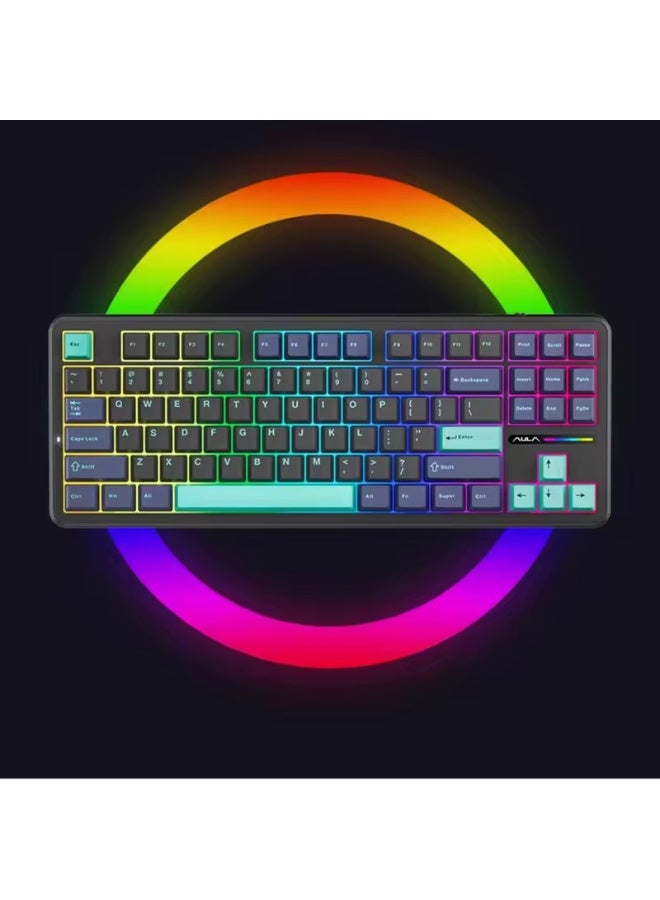 AULA F87 PRO Wireless Mechanical Keyboard 10000mAh battery, 80% TKL Custom Hot Swappable Keyboard, Gasket Mount Gaming Keyboard with PBT Keycaps, Kaihua Jizhi Axis Switch,2.4GHz/USB-C/BT5.0 RGB Backlit Mechanical Keyboard  - Image 4