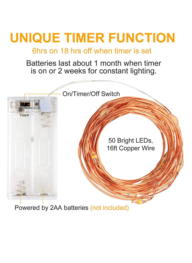 PAMEER Fairy String Lights 3Mtr Long 10ft 30 LEDs AA Battery Operated Strip for Diwali EID Ramadan Wedding Birthday Party Home Decoration Waterproof Single Mode Battery Box Button ON OFF Warm White  - Image 2