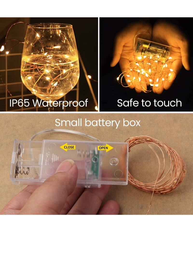 PAMEER Fairy String Lights 3Mtr Long 10ft 30 LEDs AA Battery Operated Strip for Diwali EID Ramadan Wedding Birthday Party Home Decoration Waterproof Single Mode Battery Box Button ON OFF Warm White  - Image 3