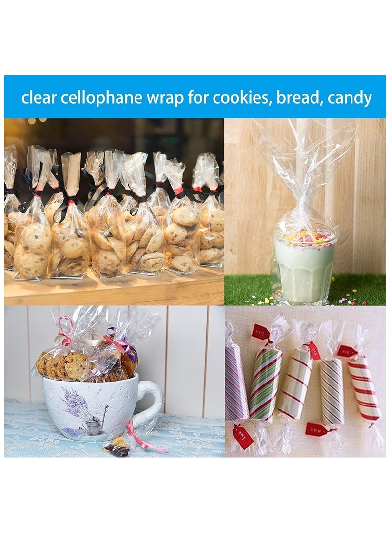 Home zone Clear Cellophane Gift Wrapping Roll with 30 Pull Bows, 3 Ribbon Rolls for Florist Bouquet, Basket Gifts Boxes, Fruit and Crafts (70CM x 20M) - Image 4