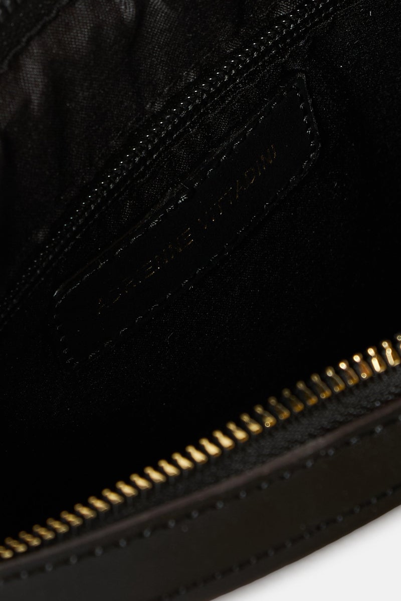 ADRIENNE VITTADINI Women Hardware Logo Hobo Bag With Card Holder, Dark Grey - Image 4