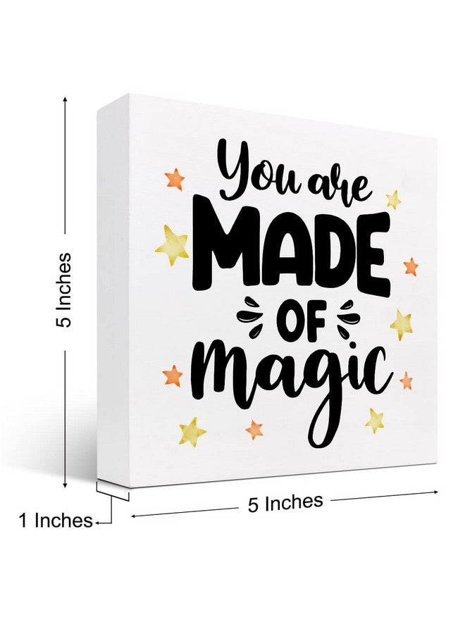 z-crange z-crange You Are Made of Magic Wood Block Sign Desk Decor,Rustic Inspirational Wooden Box Plaque Sign Desk Decor for Home Office Shelf Table Decorations - Image 2