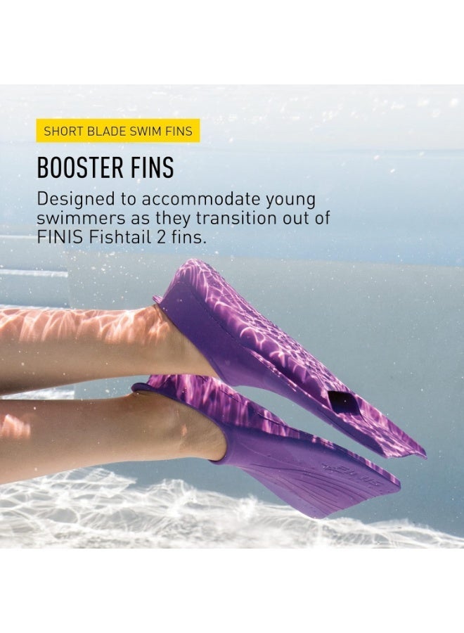 FINIS Booster Swim Fins for Kids - Floating Rubber Fins - Teaches Kick Technique - Open-Toe Design - Comfortable Fit - Purple, 4XS - Image 2