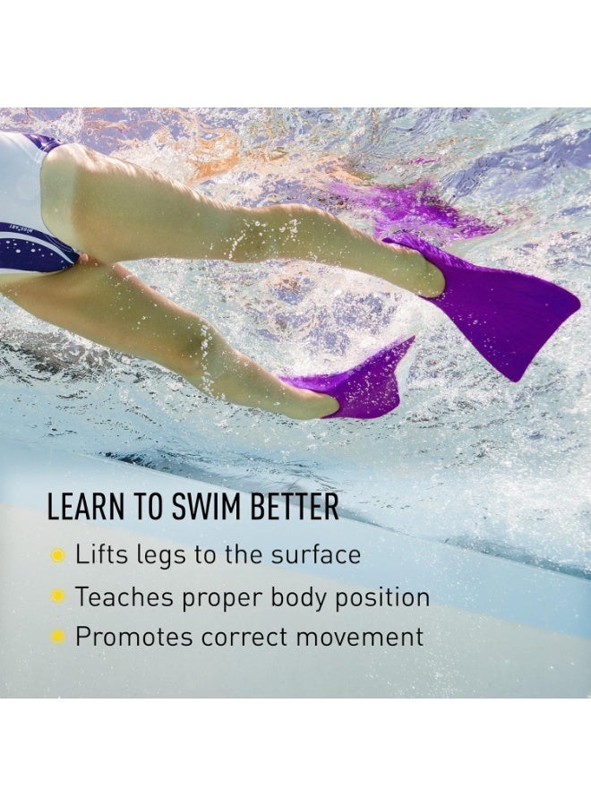 FINIS Booster Swim Fins for Kids - Floating Rubber Fins - Teaches Kick Technique - Open-Toe Design - Comfortable Fit - Purple, 4XS - Image 3