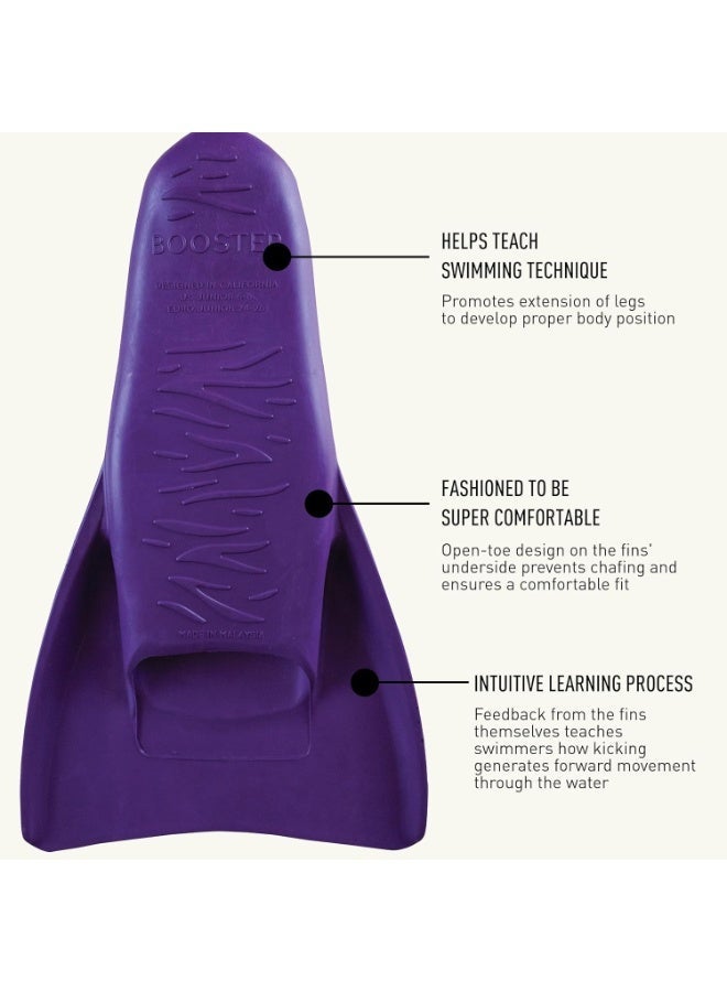 FINIS Booster Swim Fins for Kids - Floating Rubber Fins - Teaches Kick Technique - Open-Toe Design - Comfortable Fit - Purple, 4XS - Image 4