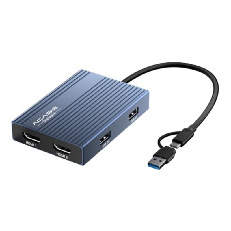 محول USB C إلى HDMI Dual DisplayLink للاستخدام المكتبي، سبائك الألومنيوم، أسود، دعم شاشة مزدوجة 4K@60 هرتز مع شحن PD 100 وات - Image 1