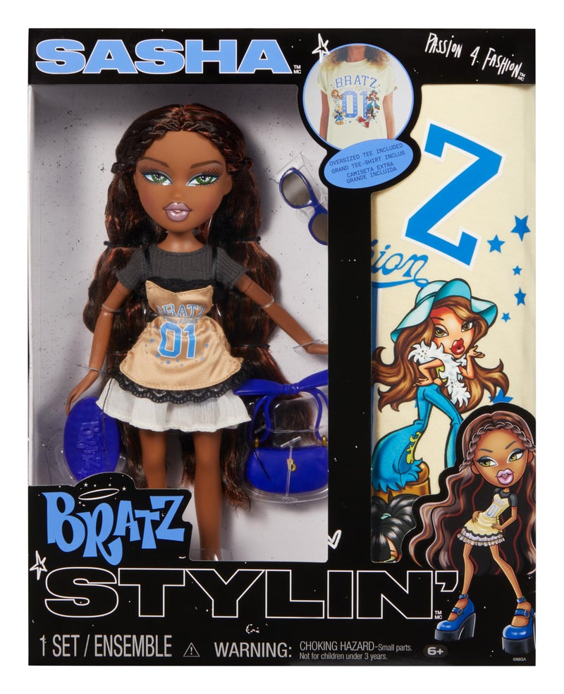 BRATZ دمية براتز ساشا الأنيقة مع تي شيرت قابل للتخصيص لك وإكسسوارات - Image 2