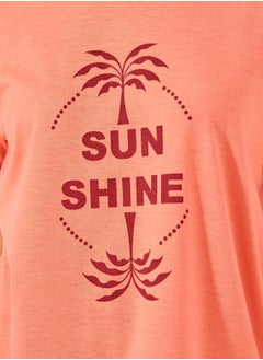 Styli Palm Graphic Print Dropped Shoulder T-Shirt and Straight Pyjama Set  - Image 4