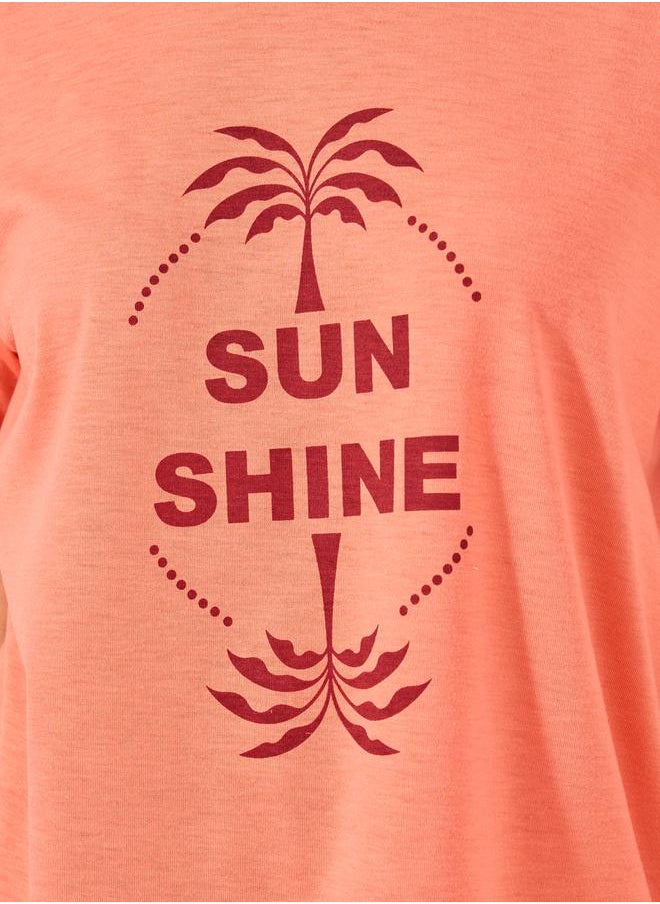 Styli Palm Graphic Print Dropped Shoulder T-Shirt and Straight Pyjama Set  - Image 4