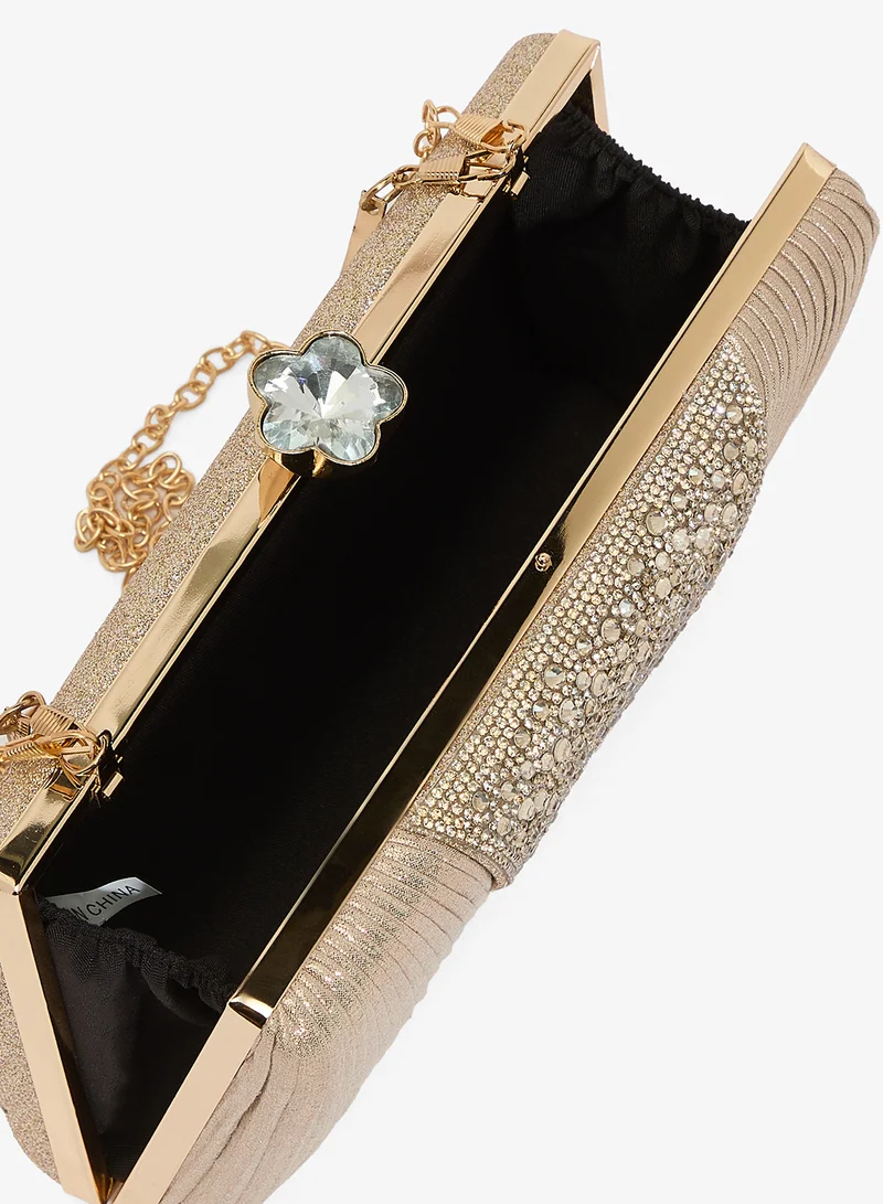 Khizana  Shimmer Embellished Detail Clutch With Top Handle for Women | Best Price UAE