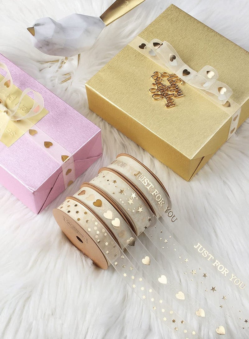 Generic Shiny Gold Sheer Ribbon - Elegant 16mm Solid Color Ribbon for Presents, DIY Crafts, Wedding Decor, Flowers, Celebration Bows - 9m Roll for Special Events and Birthdays - Image 4