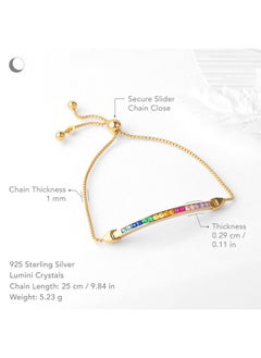 Lumini Women 925 Sterling Silver Rainbow Bracelet: Gold Colorful Tennis Bracelet - pzsku/Z4A28BAC567517E3733A2Z/45/_/1735214587/d362a088-f73c-49f9-8441-942855b31b03