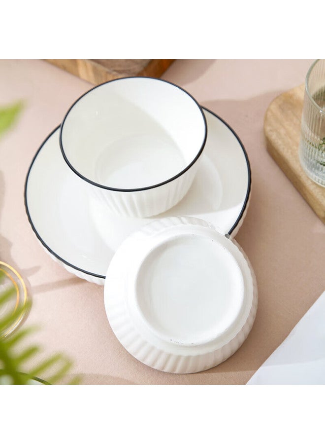 Weimingnuo Ceramic Dinnerware Set, Complete Household Tableware Set Including Bowls, Plates, Chopsticks, And Large Soup Bowls With Vertical Stripes, 15 Pieces - Image 3