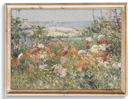 uniro Vintage Wall Art Farmhouse Wall Art Spring Seaside Wildflowers Wall Decor French Country Decor Canvas Prints Floral Landscape Oil Painting Vintage Art Pictures for Bedroom Bathroom Kitchen Decor 8 x 10UNFRAMED - Image 1
