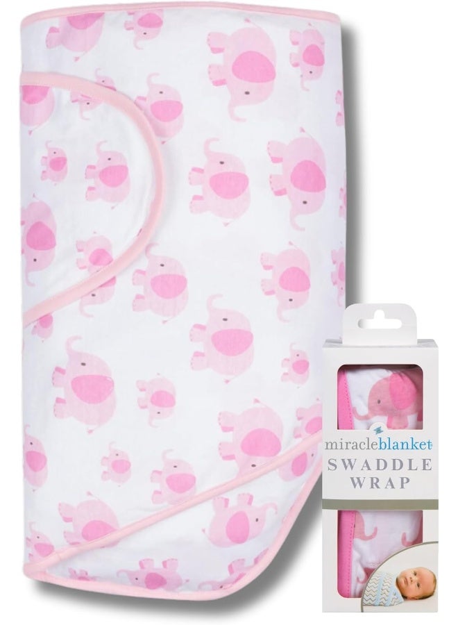Miracle Blanket Swaddle Wrap - Boy, Girl, or Neutral Receiving Baby Blanket - Soft, Wearable Sleep Sack Essential for Newborns and Infants (Pink Elephants) - Image 1