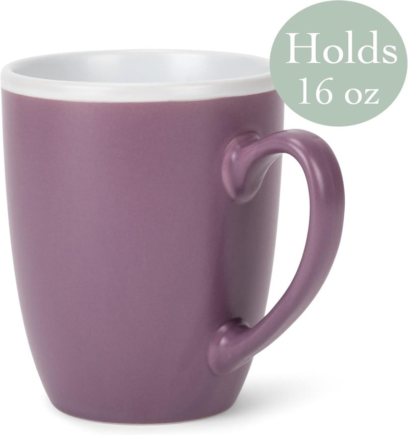 Elanze Designs Solid Color Purple White Interior 16 ounce Matte Ceramic Mugs Matching Set of 4 - Image 3