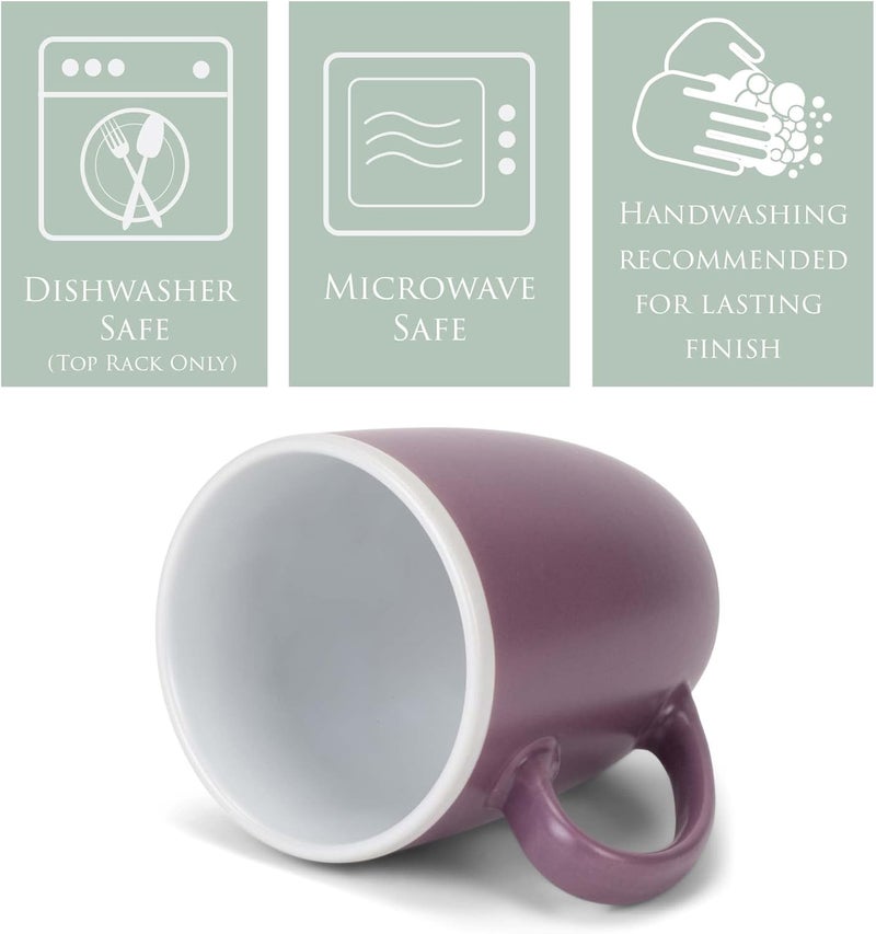 Elanze Designs Solid Color Purple White Interior 16 ounce Matte Ceramic Mugs Matching Set of 4 - Image 4